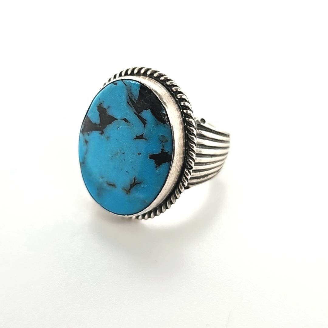 Vintage Kingman Turquoise & Sterling Silver Ring. Size 7.5 - Etsy