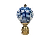 Blue and White Porcelain Longevity Ball Table Lamp Finial 2.5 quot