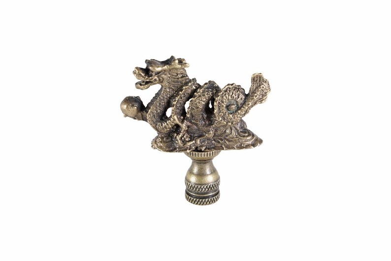 Lucky Bronze Brass Dragon Fireball Table Lamp Finial 2.5