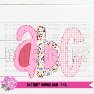Made to Match Floral Faux Applique Alphabet - Alpha Pack - Alphabet Clipart - Instant Download - Made to Match Pig Design Font