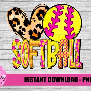 Peace Love Softball PNG - Softball  - Sublimation - Digital Download