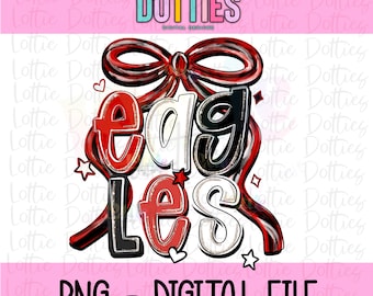 Eagles PNG - Red and Black - Eagles Bow design - Digital Download - coquette mascot