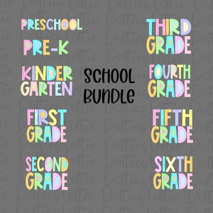 School Grade Bundle PNG - School Design - Sublimation - Digital Download