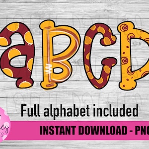 Handlettered Maroon and  Gold Alphabet - Alpha Pack - Alphabet Clipart - Instant Download