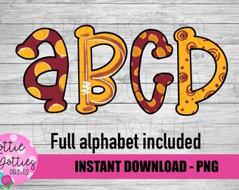 Handlettered Maroon and  Gold Alphabet - Alpha Pack - Alphabet Clipart - Instant Download