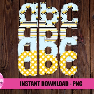 Boys Faux Applique Alphabet - Construction Alpha Pack - Alphabet Clipart - Instant Download - Boy Alpha Pack