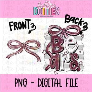 Bears Png - Digital Designs - Mascot Team Design - Bow Mascot