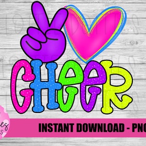 Peace Love Cheer Png - Cheerleader Sublimation File - Instant download - Digital Download