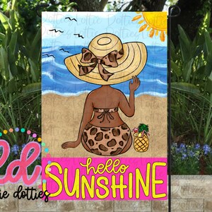 Hello Sunshine Flag PNG - Summer Flag Sublimation - Digital Download