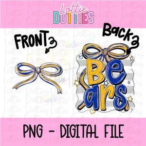 Bears Png - Royal and gold Digital Designs - Mascot Team Design - Bow Mascot
