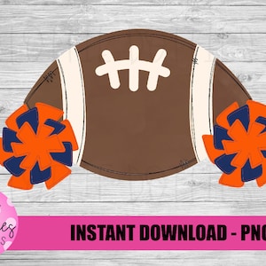 Football Png - Football Sublimation Design - Orange and Navy  - Digital Download