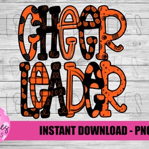 Cheerleader Png - Cheerleader Sublimation File - Orange and Black  - Instant download - Digital Download
