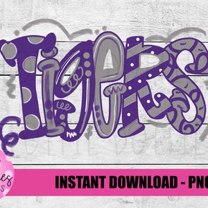 Tigers PNG - Tigers sublimation design - Digital Download - Purple and Gray
