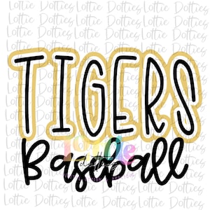Tigers Baseball PNG - Tigers sublimation design - Digital Download - Black and Vegas Gold