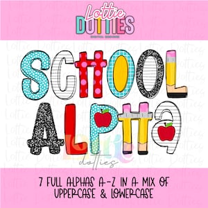 Alfabeto de la hora escolar - Paquete Alfabético para profesores - Clipart del alfabeto escolar - Descarga instantánea - Paquete Alfabético - Alfabeto escolar