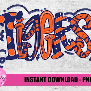 Tigers PNG - Tigers sublimation design - Digital Download - Navy and Orange