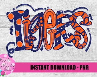 Tigers PNG - Tigers sublimation design - Digital Download - Navy and Orange