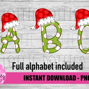 Christmas Santa Hat Alpha Pack - Christmas Png - Christmas Alphabet - Christmas alpha pack - Digital Download