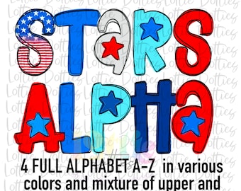 Stars and Stripes Alphabet - Patriotic Alpha Pack - Alphabet Clipart - Instant Download - Patriotic