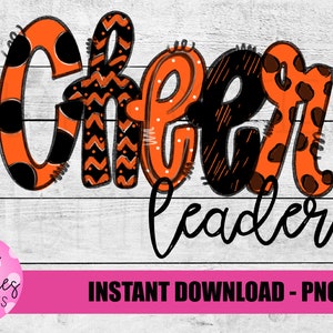 Cheer leader Png - Cheerleader Sublimation File  - Orange  and Black - Instant download - Digital Download