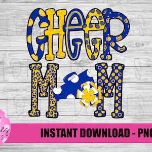 Cheer Mom Png - Cheer Sublimation File - Royal and Gold - Instant download - Digital Download