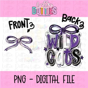 Wildcats PNG - Wildcats  PNG - Instant Download - Digital Download - Wildcats Sublimation Design - Wildcats bow design - coquette