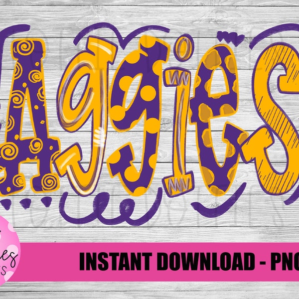 Aggies PNG - Aggies sublimation design - Digital Download -  Purple and Gold