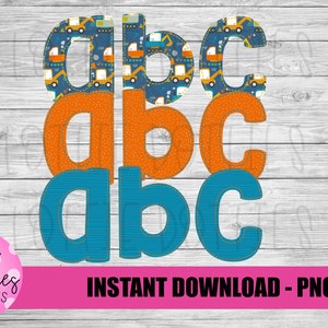 Jongens nep stoffen alfabet - constructie alfapack - alfabet clipart - direct downloaden - jongens alfapack