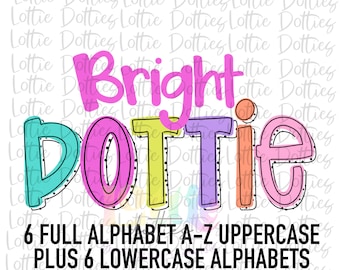 Bright Dottie Alphabet - Black and White Polka Dot Alpha Pack - Alphabet Clipart - Instant Download  - Alpha Pack