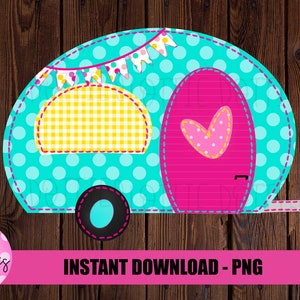 Camper Png - Camping Sublimation Design - Faux Applique _  Glamping - Happy Camper - Digital Download