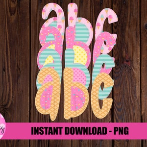 Ice Cream Faux Applique Alphabet - Alpha Pack - Alphabet Clipart - Instant Download - Ice Cream Alphabet