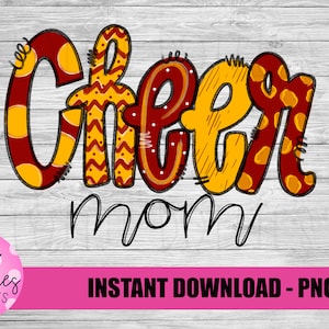 Cheer Mom Png - Cheer Sublimation File - Maroon and Gold - Instant download - Digital Download