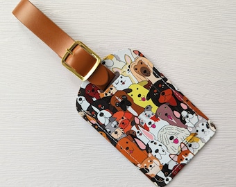 Dog Print Luggage Tag UK, Recycled Leather Luggage Tag, Suitcase Tag, Lable for Luggage, Bag Tag, Travel Tag, Baggage Tag, Tag for Suitcase