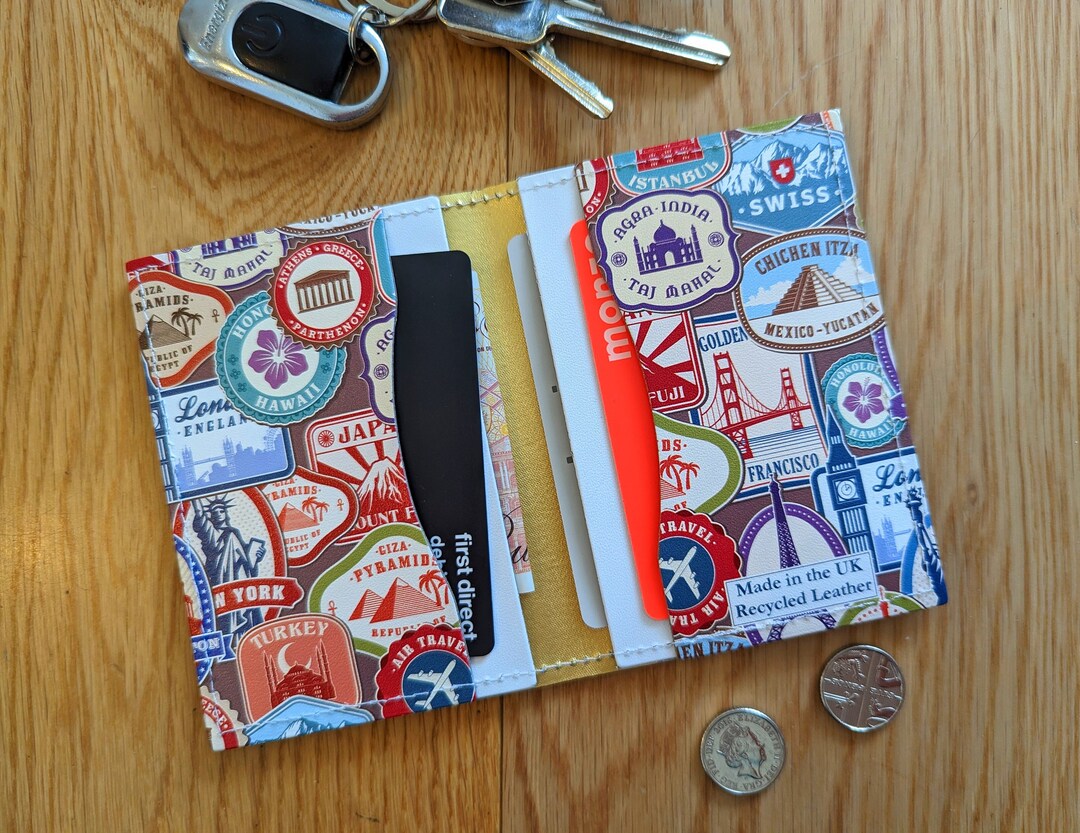 Recycled Leather Wallet Credit Card Holder Wallet Leather Etsy