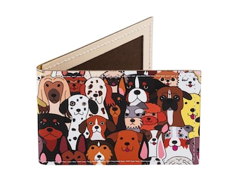 Dog Print Recycled Leather Travel Card Holder - Oyster Card Bus Pass Travelcard Wallet, UK