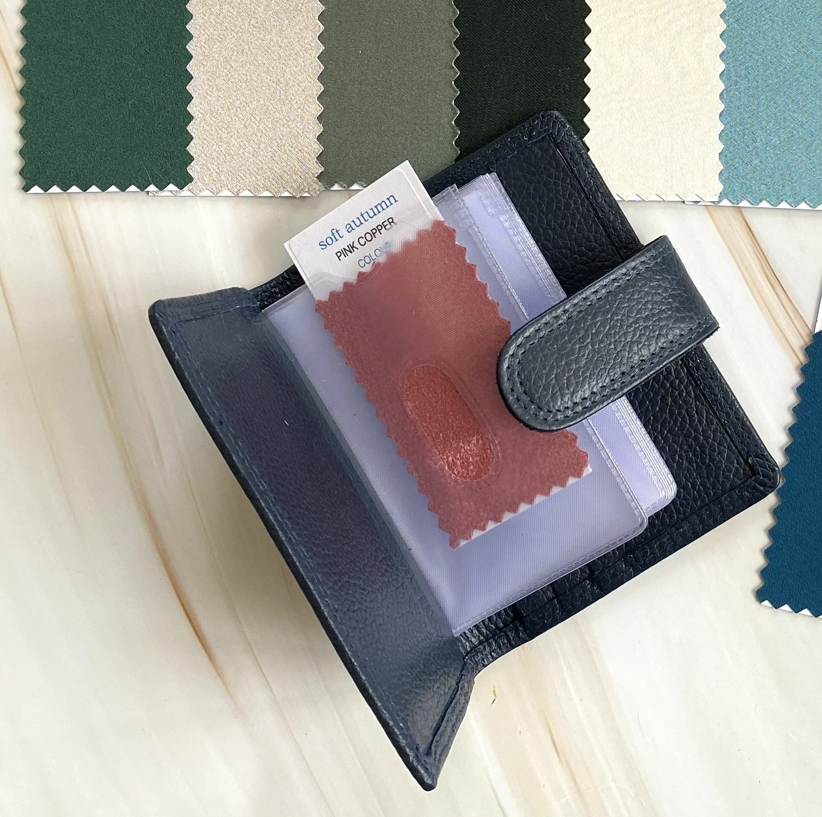True Spring Swatch Wallet Soft Autumn Top 22 Swatches - (colours and Neutrals) in a Leather ...
