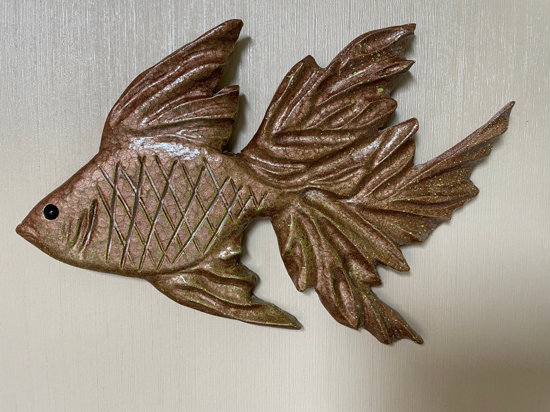 Whimsical Carved Goldfish Wall Decor Etsy
