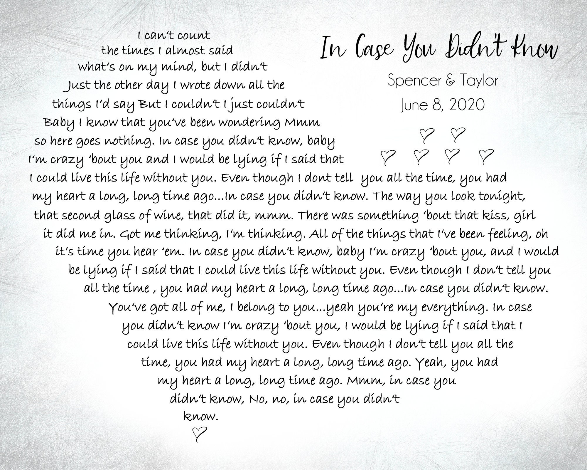 In Case You Didn T Know Brett Young Inspired Lyric Art Etsy