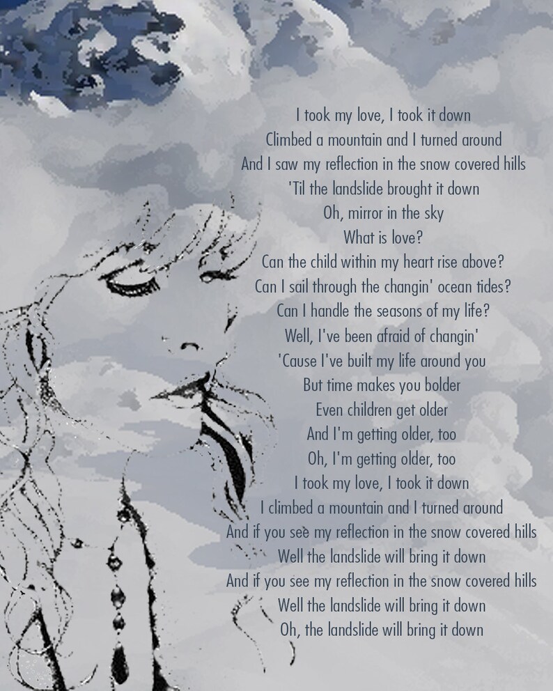 Landslide Stevie Nicks Inspired Lyric Art Print Song Lyrics Etsy