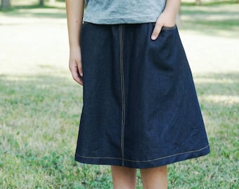 Girls' Blue Jean Denim Skirt, Sizes 2T - 16