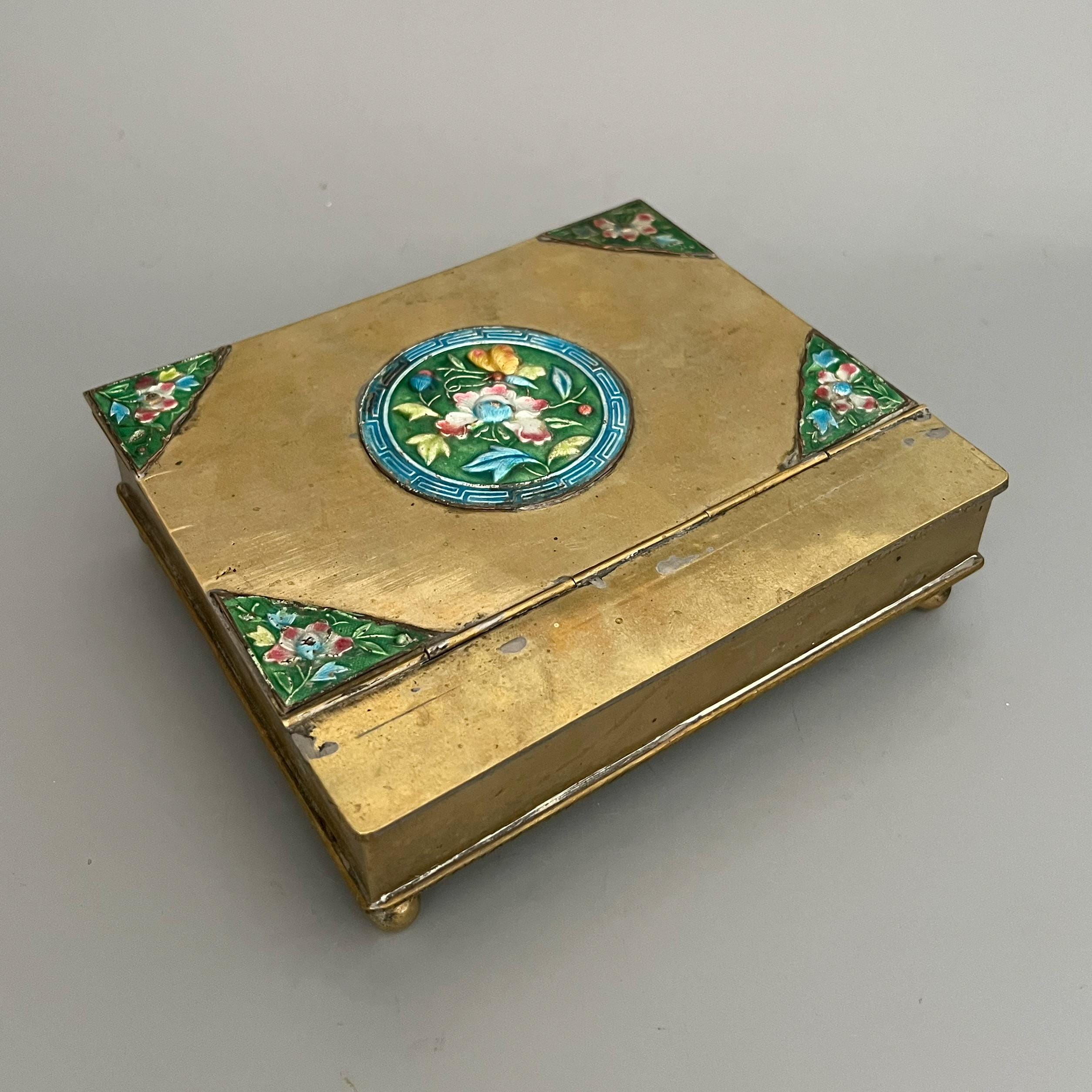 アンティーク　メイルボックス　ブラス Antique Chinese Brass Enamel Box - Etsy