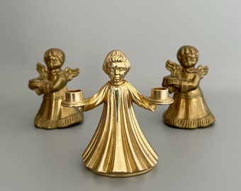 ヴィンテージ真鍮エンジェルキャンドルホルダーとスナッファー