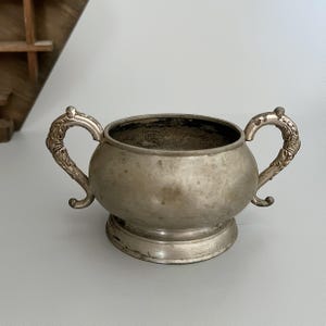 Antique witch cauldron - Pewter cauldron with ornate handles - Wicca cauldron - Sage burning bowl - Smudge Bowl