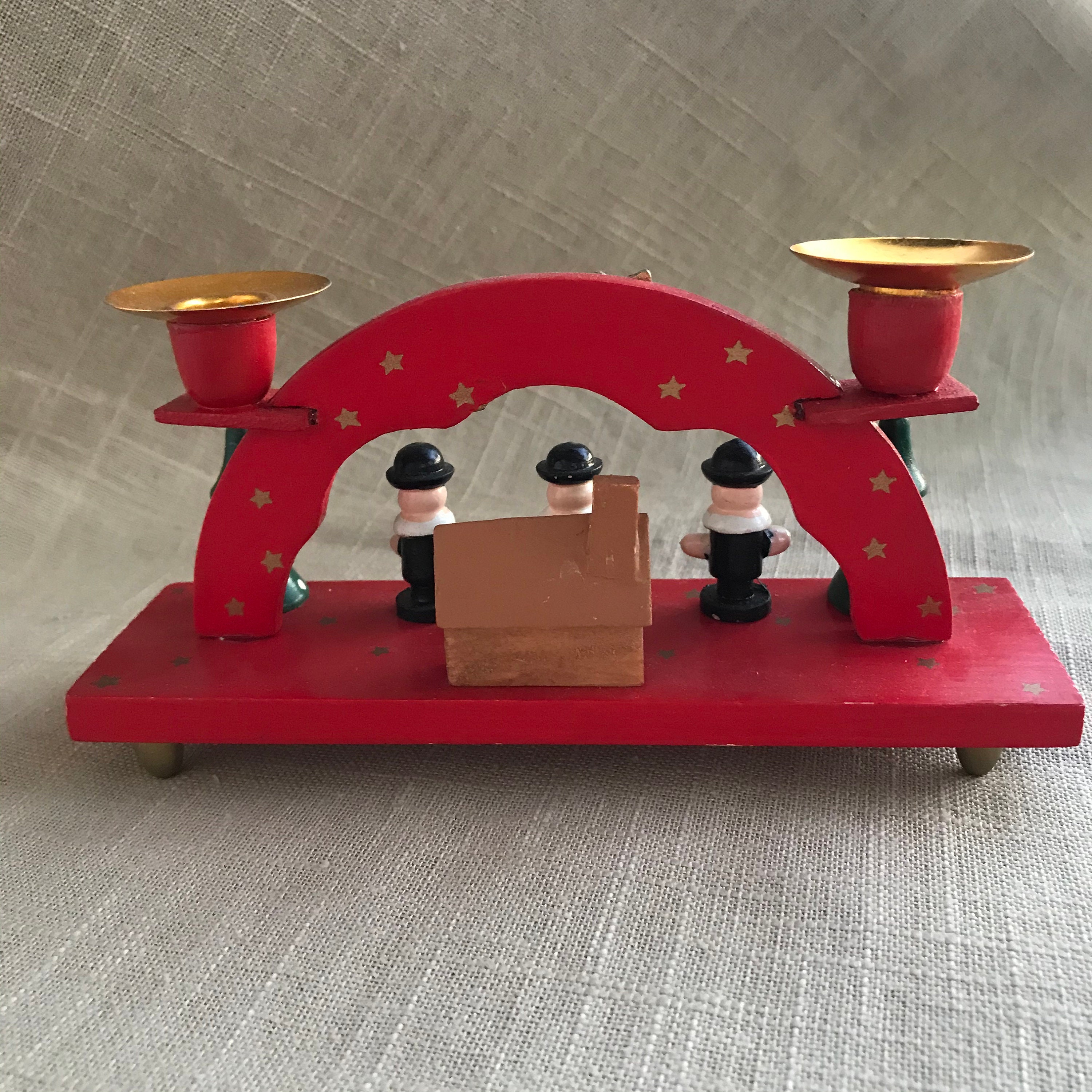 Vintage christmas candle holder German wood christmas Etsy