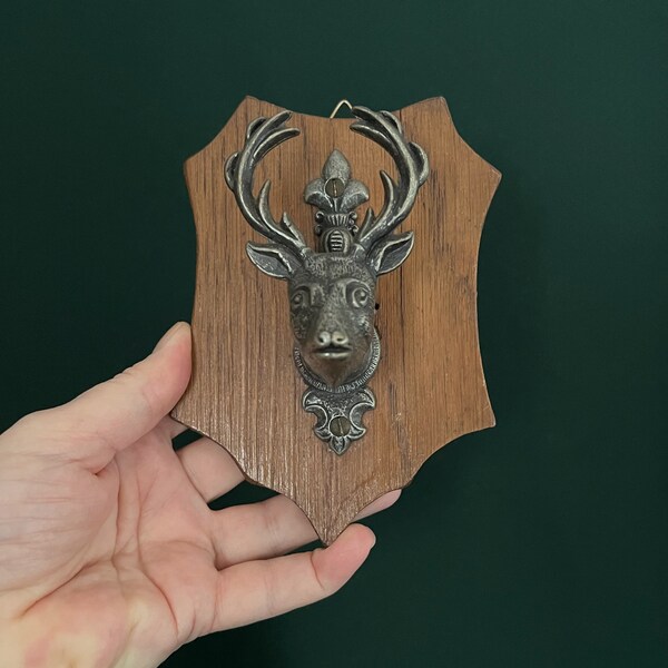 Deer antler jewelry holder wall mount, vintage