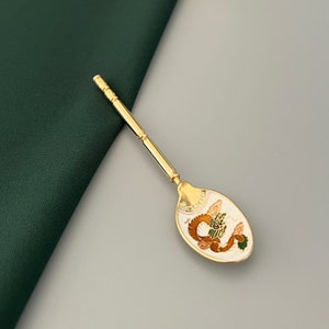 Dragon Witch Spoon - Ritual Spoon - Cloisonne Enamel Small Vintage Spoon