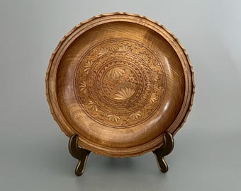 Hand Carved Rustic Wooden Bowl - Folk Art Decor