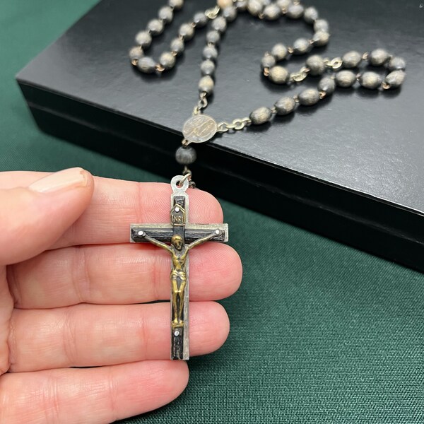Italy vintage wooden rosary - Catholic religious gift