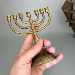 7 branches brass Menorah vintage - Jewish candle holder 6”x5” - Jewish gifts