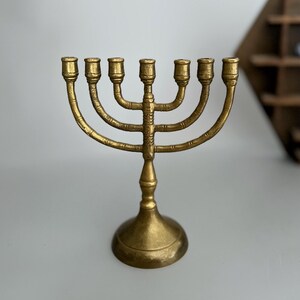 7 branches brass Menorah vintage - Jewish candle holder 6”x5” - Jewish gifts